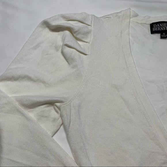 DANIELLE BERNSTEIN Puff Sleeve‎ Crop Cardigan Top - Picture 5 of 7